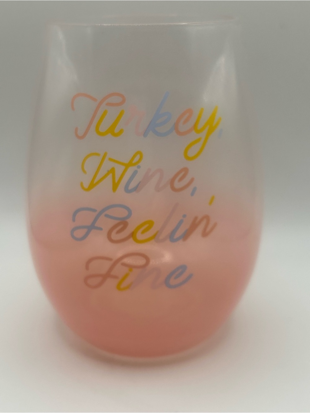 “Turkey, Wine, Feelin’ Fine” wine glass 🦃🍷
